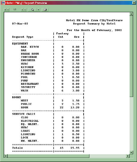 Hotel Summary Report Preview